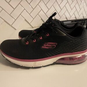 Skechers Women's Black Sneakers with Pink Highlights